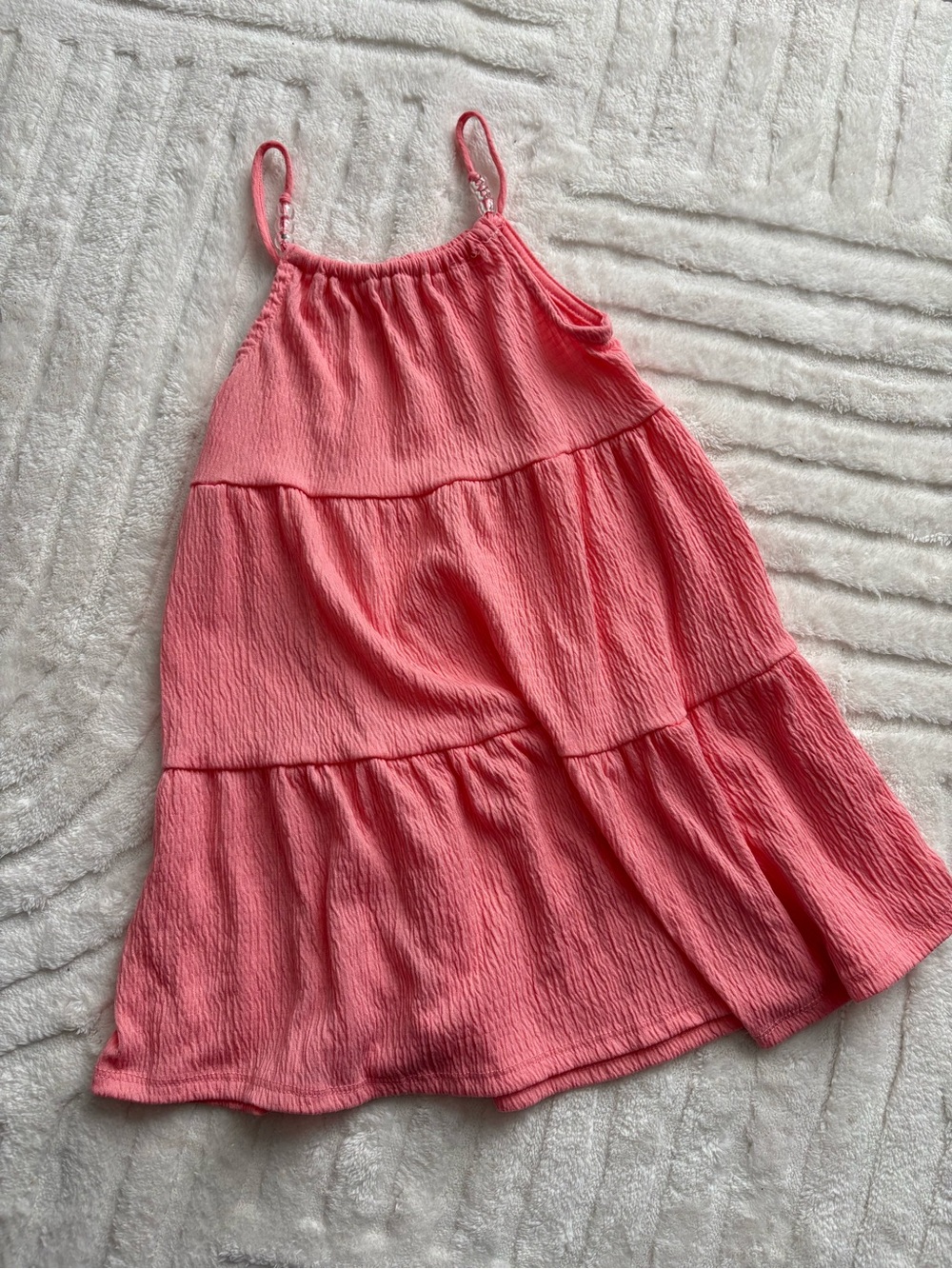 btween Coral Pink Tiered Camisole Dress
